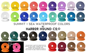 Biothane Color Chart for Harbor Hound Co Summit + Sea Collection of waterproof collars and leashes