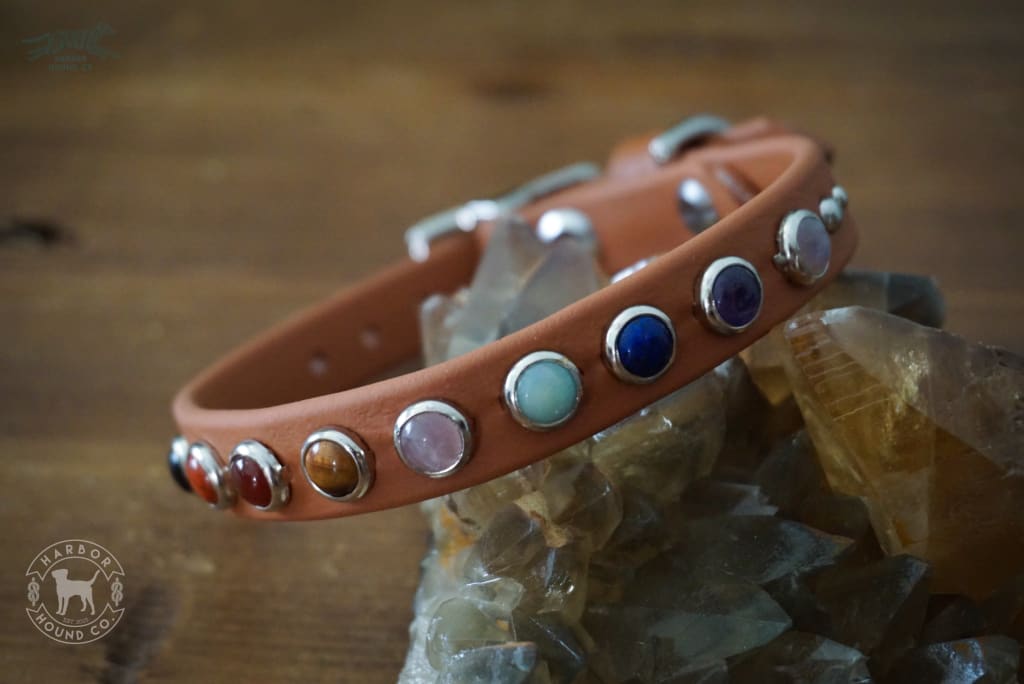 5/8 CHAKRA Gemstone Buckle Collar - Waterproof Collar