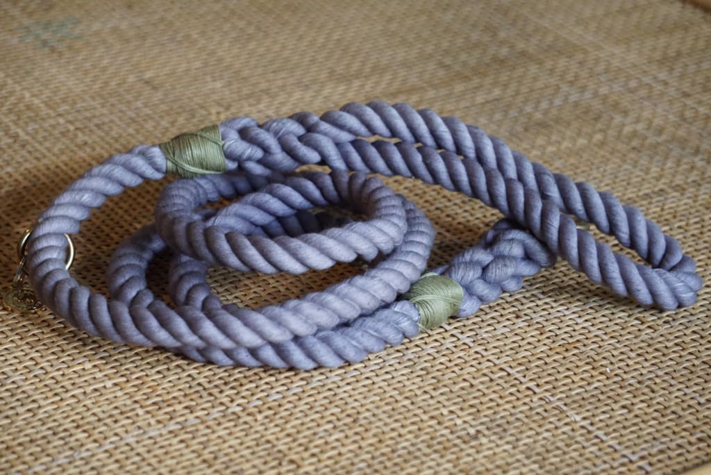 6’ Hand Dyed LG Gray Rope Leash