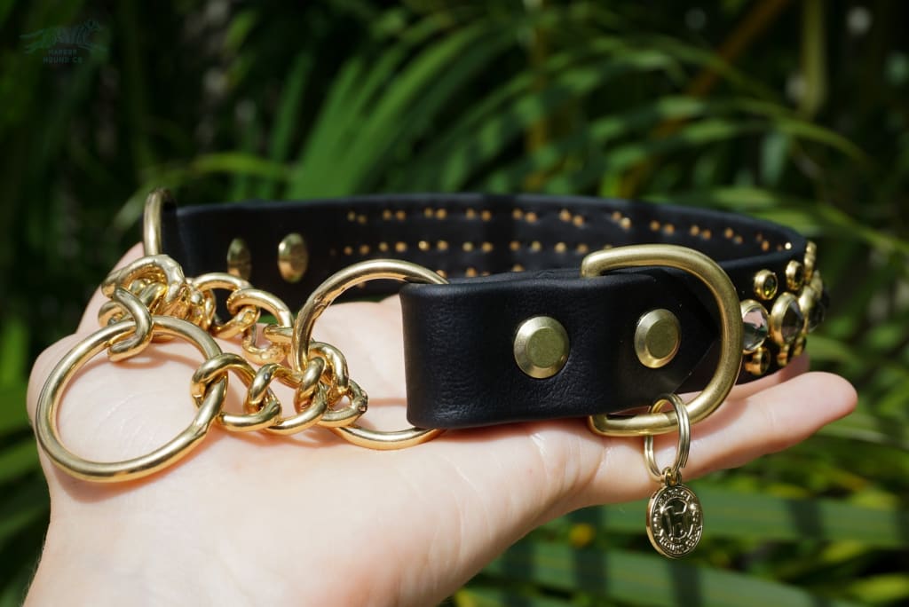 HALCYON 1 Two-Tone Crystal Studded Martingale Collar - Waterproof Collar