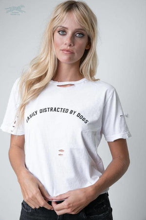 LULUSIMONSTUDIO - Easily Distracted by Dogs - Destructed Tee - Accessories