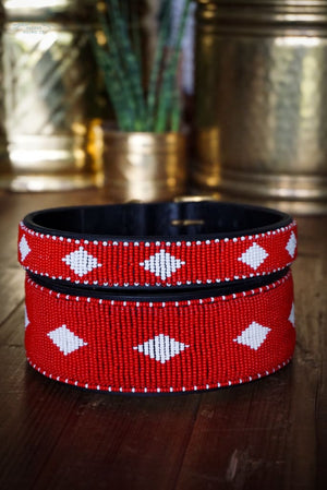 Unity Beaded Dog Collar - The Kenyan Collection - 17-19 Lurcher - Beaded Leather Collars