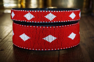 Unity Beaded Dog Collar - The Kenyan Collection - 17-19 Lurcher - Beaded Leather Collars